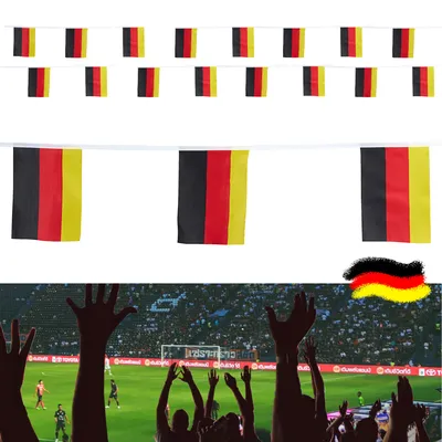 Produktbild von Fahnengirlande XXL 16 Fahnen 30x45cm L8m Flagge Schwarz/Rot/Gold Fanartikel Fussball