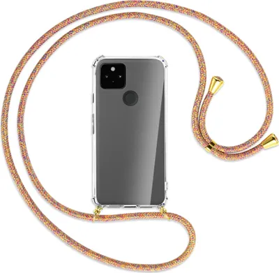 Produktbild von Handykette Backcover-Schutzhülle mit Band (Metall goldfarben) für Google Pixel 5a 5G  - Rainbow