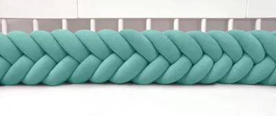 Produktbild von Bettschlange 400 cm Blaugrün – geflochtene Bettumrandung fürs Babybett, Velours, Modell MAXIBRAID | Letino