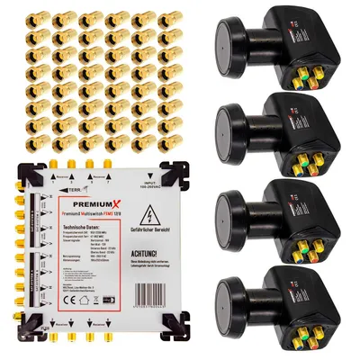 Produktbild von PremiumX Multischalter Set 17/8 Multiswitch SAT 4x Quattro LNB 48x F-Stecker