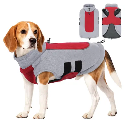 Produktbild von Fleece Hundepullover Warm Winterpulli mit Geschirröffnung Rot XL