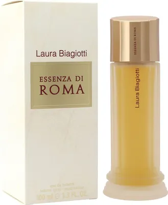 Essenza di Roma Damenparfum von Laura Biagiotti mit goldener Kappe und eleganter Box in Marmoroptik