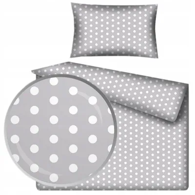 Produktbild von Designpremium Kinderbettwäsche 90x120 cm Baumwolle Grau Punkte