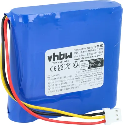 Produktbild von vhbw Akku Ersatz für Moneual 12J003633 für Staubsauger (1400 mAh, 12,8 V, LiFePO4)