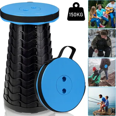 Produktbild von Wolketon Tragbarer Klappstuhl Kompakt Leichte Teleskop 150kg Outdoor Klapphocker Tragbar Blau