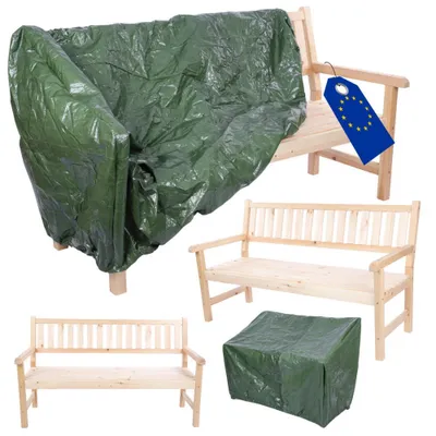 Produktbild von MODO24 Gartenbank Holz, 3-Sitzer, Schutzhülle PVC, Friesenbank, Parkbank, Massivholz, 90x154x70 cm, Natur Imprägniert, MIRA