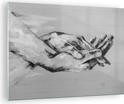 Produktbild von Bilder auf glas - Einteilig - Handschriftlich Hände Schwarzweiß - 70x50cm - Glasbilder - Wandbilder - Bilder - Wanddekoration aus Glas - Glas Bilder - Wandbild auf Glas - GAA70x50-4566