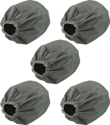 A set of five gray fabric filters, arranged in a cluster against a white background.