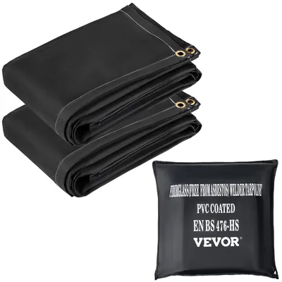 Obrázek produktu pro Svářecí deka VEVOR, svařovací deky ve 2 baleních, požární deka 2,44 x 3,05 m, nehořlavá deka 1022 °C, černé požární deky, nehořlavá deka ze skelných vláken s 12 mosaznými oky