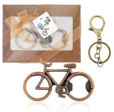 Fahrrad-Flaschenöffner aus Zinklegierung, gold, mit Schlüsselring