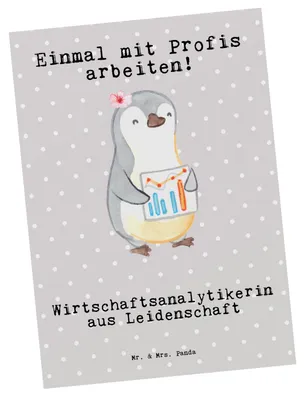 Produktbild von Mr. & Mrs. Panda Postkarte Wirtschaftsanalytikerin Leidenschaft - Grau Pastell - Geschenk, Fotokarte, Ansichtskarte, Postkarten, bildkarte, Ansichtskarten