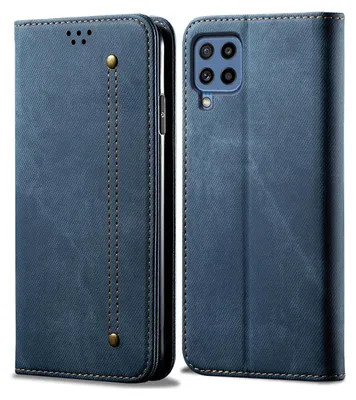 Produktbild von Galaxy A22 4G Hülle, Leder Brieftasche Flip Bookstyle Schutzhülle mit Standfunktion für Samsung Galaxy M22 / M32 / A22 4G Blau