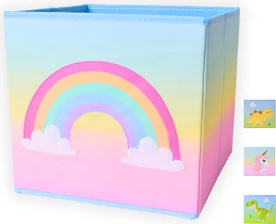 Produktbild von Faltbox Regenbogen Aufbewahrungsbox Regalkorb Stoff Korb Spielzeugkiste 28x28cm