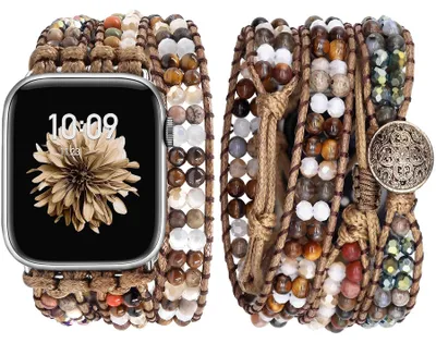 Imagen del producto de Solidchoice - Pulsera bohemia para Apple Watch, hecha a mano con piedra natural