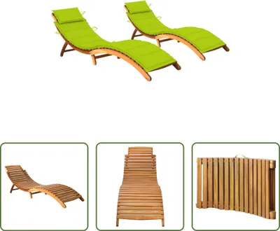 Produktbild von The Living Store Sonnenliegen 2 Stk. mit Auflagen Massivholz Akazie