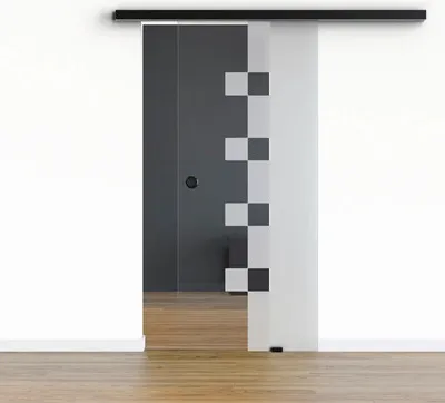 Produktbild von Pertura Glasschiebetür Komplettset Glera Cube 1025x2175 mm inkl.Beschlag Selir Aluminium schwarz,Griffmuschel