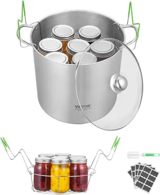 Zdjęcie produktu dla Garnek do wekowania z rusztem i szklaną pokrywką 21 QT Garnek do wekowania ze stali nierdzewnej