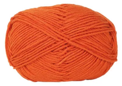 Image de Fil à tricoter en coton, 5 pelotes de 50g, couleur orange foncé. Lavable et facile d'entretien