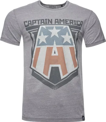 Produktbild von Recovered T-Shirt Marvel Captain America Badge mit angesagtem Captain America Logo-Print Grey S