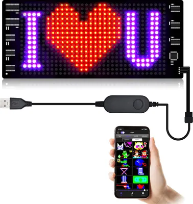 Produktbild von OKWISH Scrollendes LED-Schild, 17x7cm Led Anzeigetafel, Led Laufschrift Programmierbar, Led Schilder LKW, , Leuchtschild für Auto, flexibles LED-Panel Unterstützung Text, Muster und Animationen