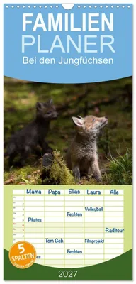 Produktbild von Familienplaner 2027 - Bei den Jungfüchsen mit 5 Spalten (Wandkalender, 21 x 45 cm) CALVENDO