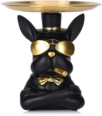 Immagine prodotto di Portachiavi decorativo a forma di bulldog, in resina – Scatola portagioie e contenitore per chiavi, monete, dimensioni 11,4 x 10,2 x 18 cm