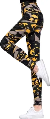 Produktbild von Stylische Gelbe Camouflage Leggings für Sport KP34920