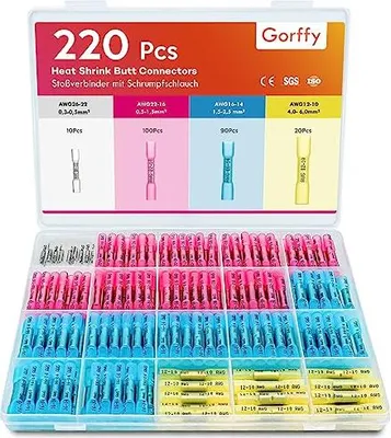 Produktbild von Stoßverbinder 150 Stück, 26-10 AWG Schrumpfverbinder Wasserdicht, Kabelschuhe Quetschverbinder Set, Stossverbinder mit Schrumpfschlauch