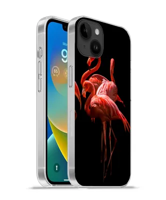 Produktbild von MuchoWow® Handyhülle Schutzhülle Hülle für Apple iPhone 14 Plus - Soft case Flamingos - Vögel - Federn - Schwarz Silikon Softcase Handy Hülle - Abbildung
