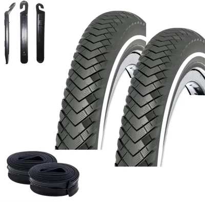Produktbild von 2 x Rexway Fahrradreifen Conejo 03 26 x 1,75 (47-559) Schwarz/Reflex + 2 passende Schläuche DV inkl. Reifenheber