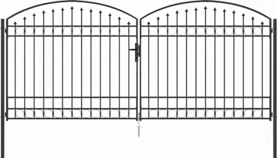Image de vidaXL Portail de jardin ASSEN, 401 x 224,5 cm, acier, gris, avec serrure