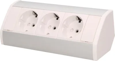 Immagine prodotto di ORNO GM-9001 Presa d'angolo a 3 poli con chiusura a prova di bambino, montaggio a 45, 3680W, colore: bianco + argento, per cucina, ufficio e piano di lavoro