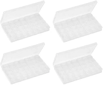 Obrázek produktu pro Sada čtyř průhledných úložných boxů Unyqoos®, 56 přihrádek s odnímatelnými přepážkami, vyrobené z PP plastu – lehké a přenosné, ideální pro šperky a drobné předměty