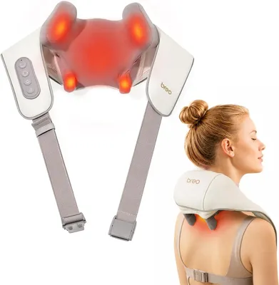 Productafbeelding van Mini Shiatsu-massageapparaat voor de nek, met warmtefunctie, in beige kleur