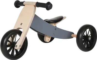 Produktbild von Bandits & Angels Smart Bike Laufrad Holz 4-in-1 Grau ab 1 Jahr – Für Jungen und Mädchen – Laufrad aus Holz – Umbaubar in Dreirad und Zweirad – Verstellbarer Sattel