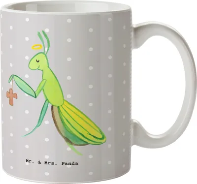 Produktbild von Mr. & Mrs. Panda cappuccinotasse Theologe Herz - Grau Pastell - Geschenk, Tasse, Pott, Kaffeebecher, Kaffeetasse, Trinkbecher, Becher