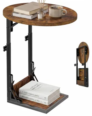 Productafbeelding van Inklapbare Bijzettafel van Hout en Metaal, Rustiek Bruin
