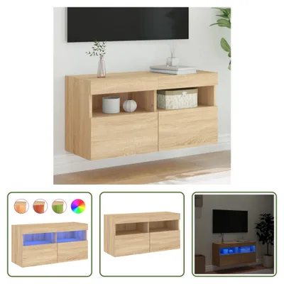 Produktbild von The Living Store TV-Wandschrank mit LED-Leuchten Sonoma-Eiche 80x30x40 cm