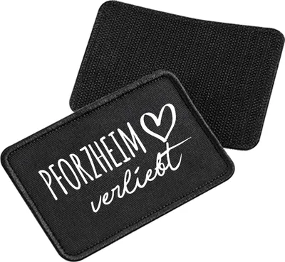Produktbild von Huuraa Patch Pforzheim verliebt Black 10 x 6,5cm Baumwolle Klettpatch für Mütze Geschenkidee