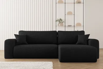 Produktbild von Ecksofa mit Schlaffunktion und Stauraum für Bettzeug, L-förmiges ,Capri Stoff Verita Rechts Schwarz