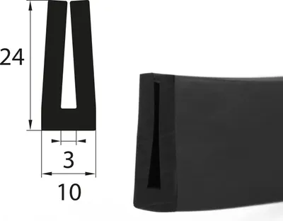 Produktbild von V45 Fassungsprofil Fassungsbereich 3 mm Kantenschutz EPDM Gummiprofil Gummidichtung