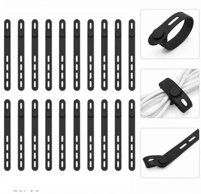 Produktbild von 20pcs Silikon Kabelbinder 130 mm – Wiederverwendbare Kabelbinder, verstellbare Kabel Organizer für USB-, Lade- & Datenkabel,Schwarz