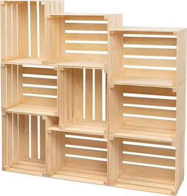 Immagine prodotto di 9x cassetta di legno PINEEA grande 50x40x30 cm - cassetta di legno vintage per la frutta - cassetta decorativa per il vino naturale - cassetta di legno robusta