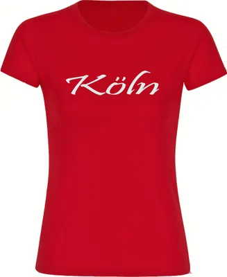 Produktbild von multifanshop Damen T-Shirt - Köln - Schriftzug, rot, Größe L