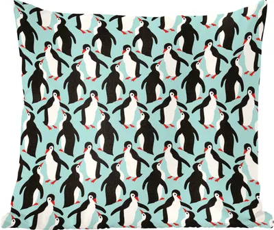 Produktbild von MuchoWow® Zierkissen Sofakissen Wohnzimmer Dekokissen 45x45 cm Illustration eines Musters von Pinguinen - Schlafpolster - Polster für das Sofa
