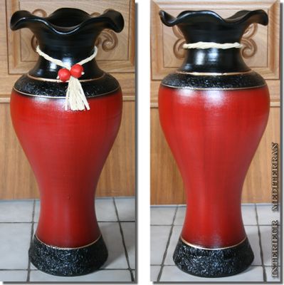BODENVASE "KLASSIK I" - Größe: ca.70 CM Schwarz- Rot-Gold