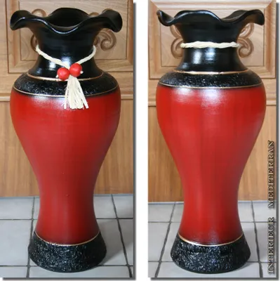 Produktbild von BODENVASE "KLASSIK I" - Größe: ca.70 CM Schwarz- Rot-Gold