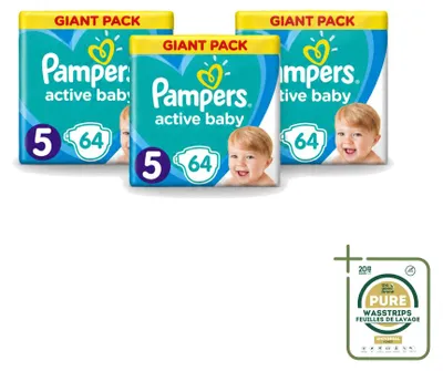Obrázek produktu pro 3 kusy plenek Pampers Active Baby, velikost 5 (11-16 kg) – balení