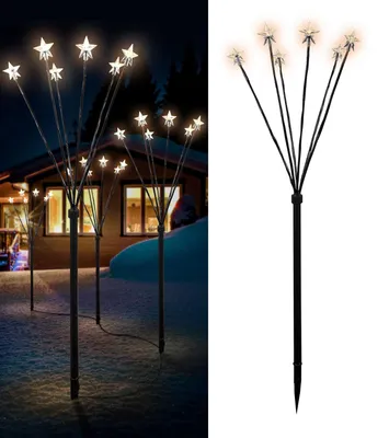 Produktbild von 12'er Set LED-Gartenleuchtstäbe mit 72 Sternen Batteriebetrieben