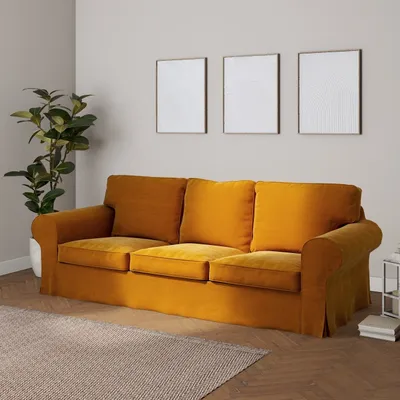 Produktbild von Dekoria Bezug für Ektorp 3-Sitzer Sofa nicht ausklappbar, honiggelb, Sofabezug für Ektorp 3-Sitzer nicht ausklappbar